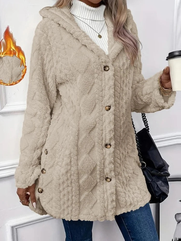 Women’s Thick Plush Hooded Cardigan