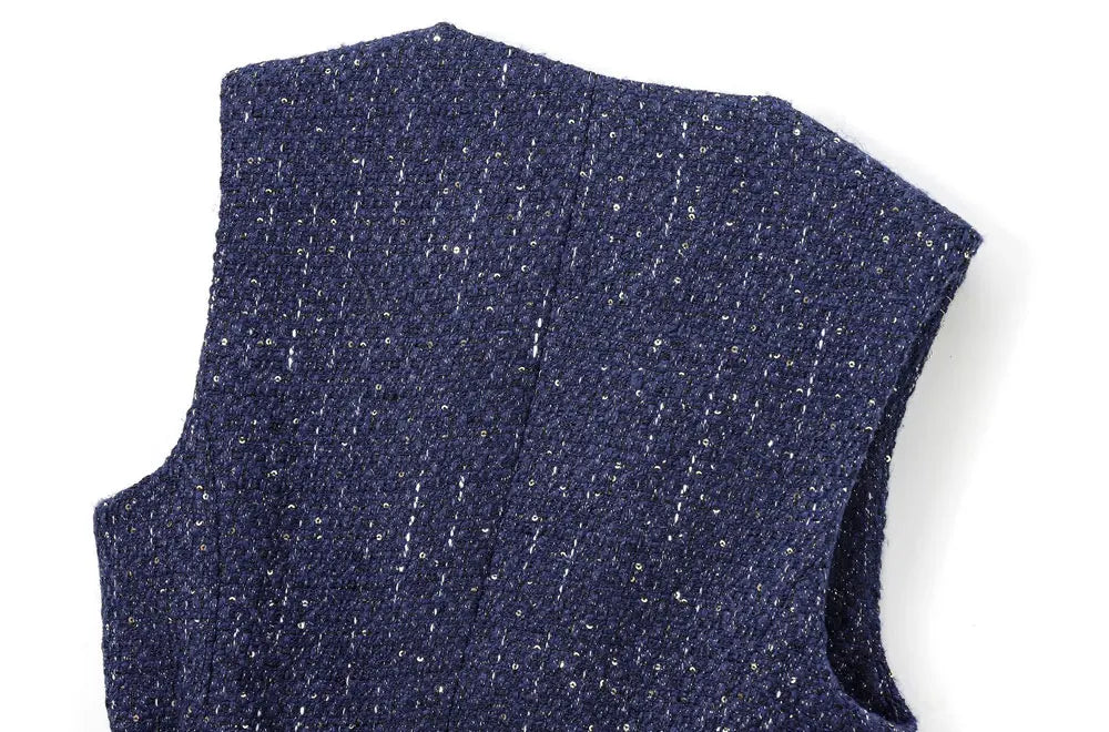 Urban Chic Tweed Waistcoat – Belted Sleeveless Vest