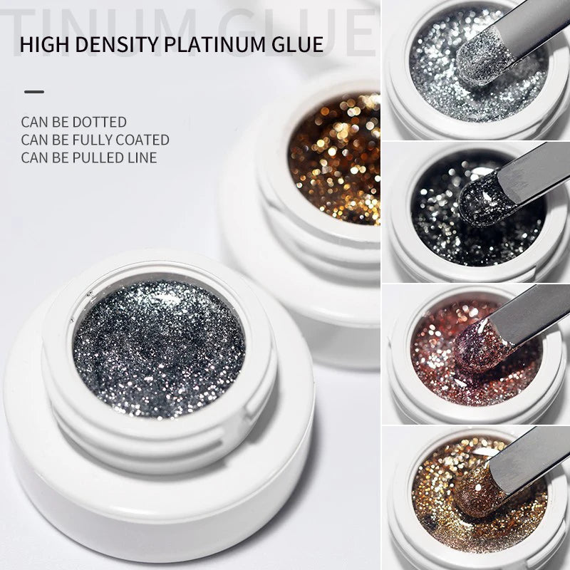 High Density Glitter Platinum Line Art UV Gel (5g)