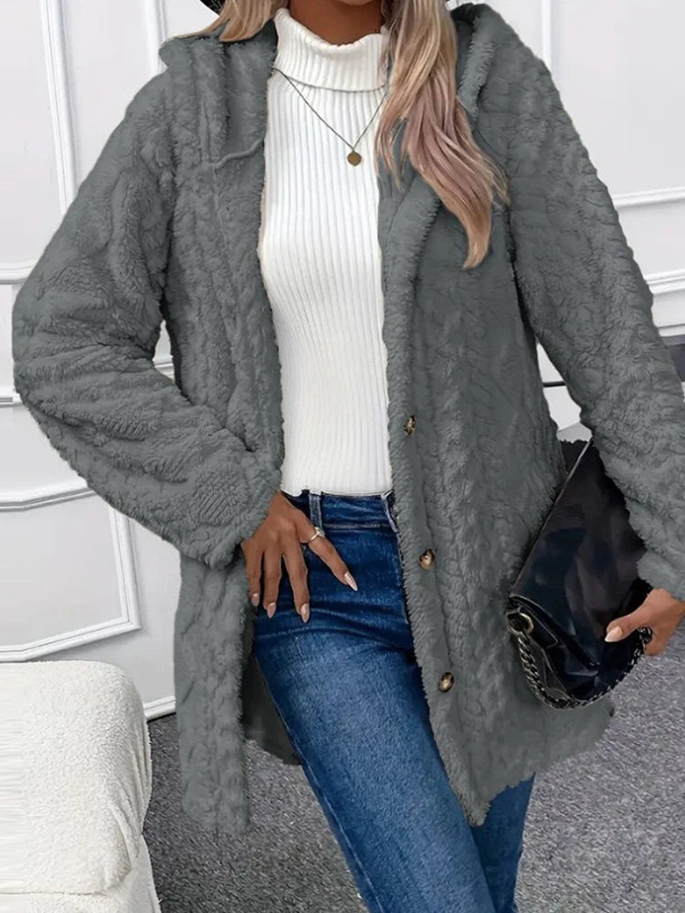 Women’s Thick Plush Hooded Cardigan