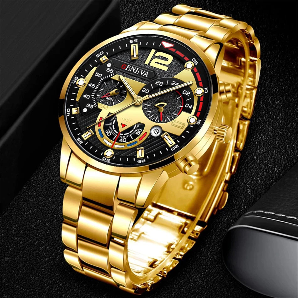 Fashion Men's Watches: Stainless Steel Band Analog Quartz Wristwatch