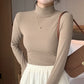 Women’s Slim Half‑Turtleneck Knitted Pullover Sweater