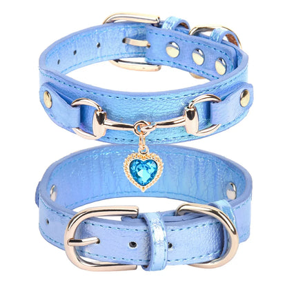 Shiny Rhinestone Pet Collar Love Jewelry Dog Collar Comfortable Leather Dog Adjustable Collar