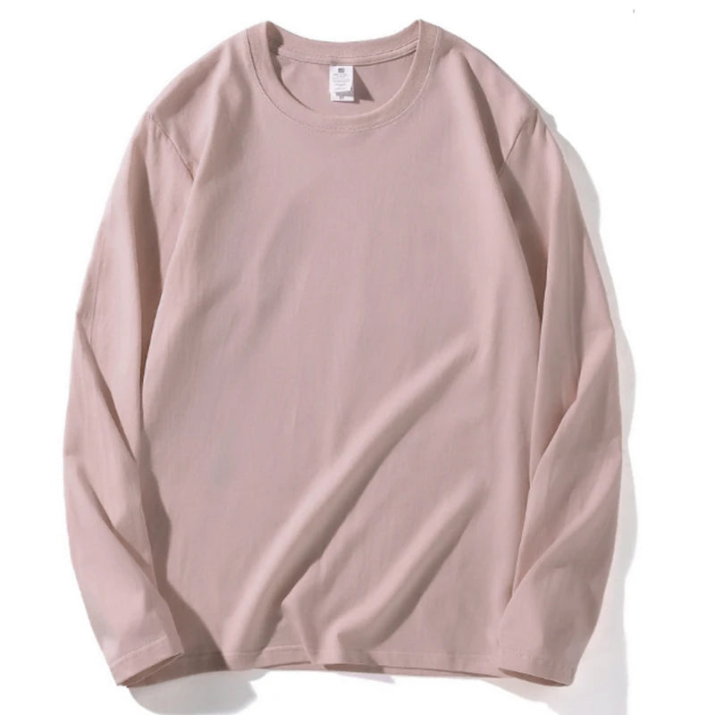 Women Leisure Cotton Long‑Sleeve Round‑Neck Top