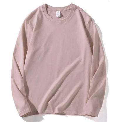 Women Leisure Cotton Long‑Sleeve Round‑Neck Top
