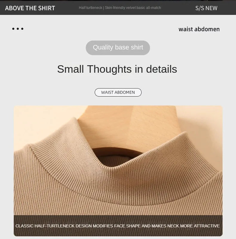 Women’s Slim Half‑Turtleneck Knitted Pullover Sweater