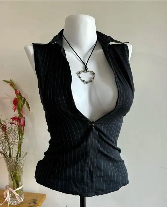 Women’s Y2K Striped Slim Sleeveless Top