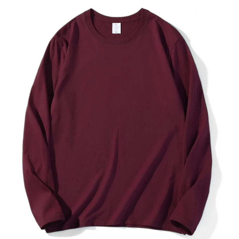 Women Leisure Cotton Long‑Sleeve Round‑Neck Top