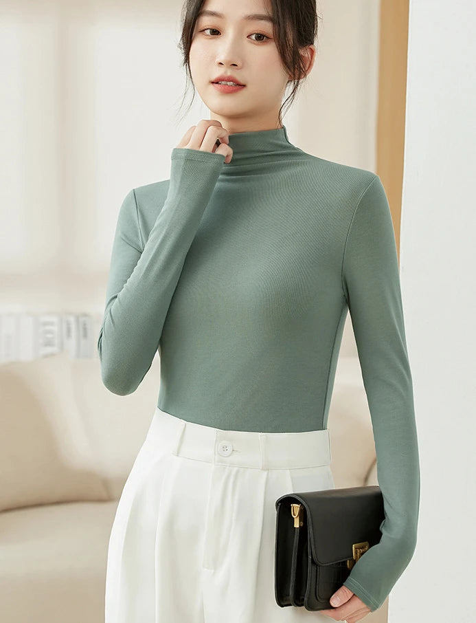 Women Half‑Turtleneck Modal Bottoming Shirt
