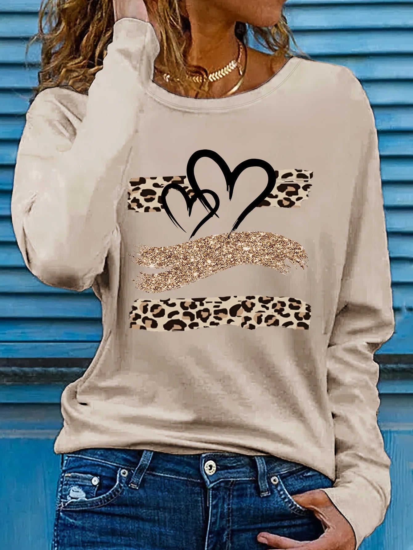 Women’s Cotton Printed Long‑Sleeve Top